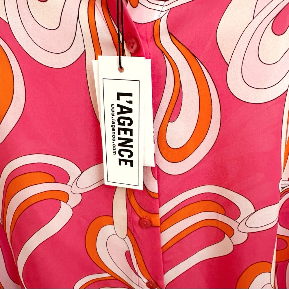 L'agence Nina Long Sleeve Blouse
Orange & Rose Abstract Swirl Size XSmall NWT - Picture 8 of 8